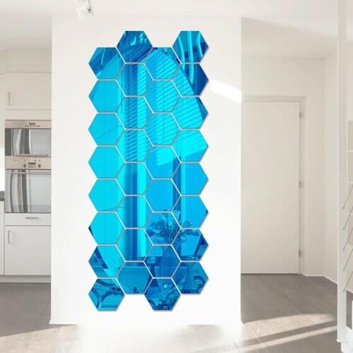 12Pcs 3D Hexagon Mirror Wall Stickers DIY Home Decor Sticker Paris Romantic Adesivo De Parede Vinilos Decorativos Para Paredes