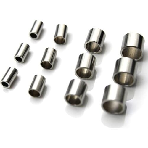20pcs Stainless Steel Metal Tube Spacer Beads Charms Slider Big Hole Beads for Jewelry Making DIY Leather Bracelet Findings
