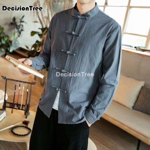 2021 men chinese traditional long sleeve cotton linen tang suit wu shu tai top shaolin kung fu wing chun shirt costumes tai chi