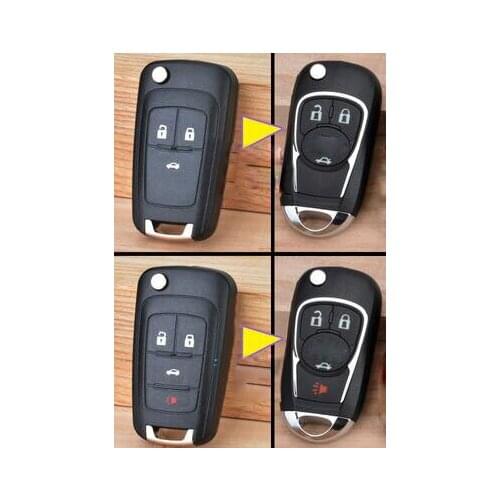 3 4 Button Modified Flip Folding Key Shell for Chevrolet Cruze Malibu Car Key Blanks Case with Uncut Blade