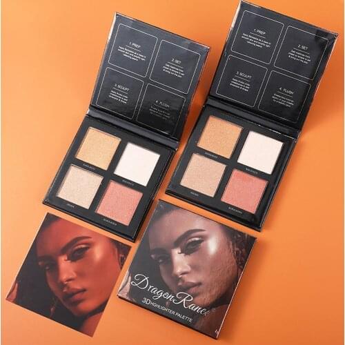 4 Color Highlighter Bronzer Eyeshadow Palette Makeup Highlight Face Blush Shimmer Powder Contour Palette Cheek Blush Cosmetic