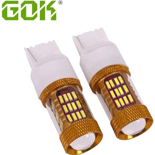 50pcs T20 7443 7440 4014 chip LED 60 SMD W21/5W 30W Car LED Bulb Turn Signal Light Brake Light Source parking auto White light