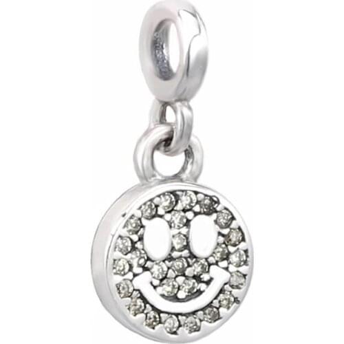 Ajax 925 Sterling Silver Smiley Pendant Charms For Bracelet Necklace Chain Valentines Day Gifts Women