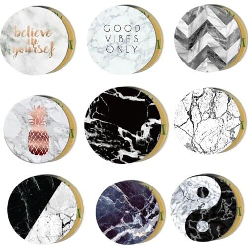 Ultra-thin Marble Pattern Magnetic Metal Plate Car Phone Holder Disk iron Sheet Sticker Strong Magnet For Stand Mount 40*0.4