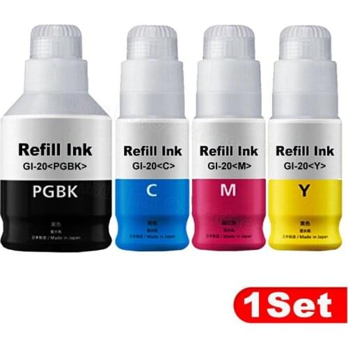 Bottled Ink GI20 BK C M Y For Canon PIXMA G5020 G6020 Printer