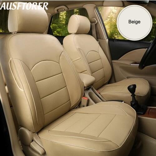 AUSFTORER Genuine Leather Covers Car for Audi Q3 Accessories Automobiles Seat Cover Cowhide Car Seat Cushion Protector 14PCS/Set