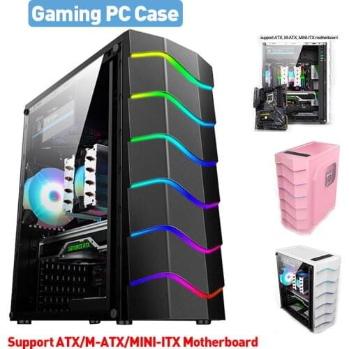 Desktop Gaming Computer PC Case Fan Cooling USB 2.0 Game RGB Light Effect Support ATX/M-ATX/MINI-ITX Motherboard Gamer Chassis
