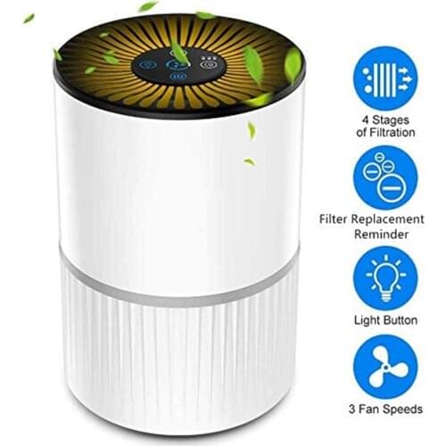 3 Modes Home Portable Air Purifier USB Charging LED Light HEPA Filter Air Cleaner Negative Ion Generator Ionizer Aroma Diffuser