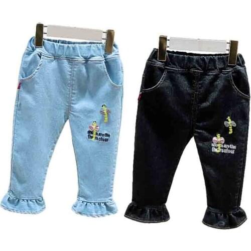 Toddler Jeans Autumn 2021 New Baby Girls Casual Jeans Kids Girl Fashion Flares Children Clothing 1-5 Years Old Girl Clothes