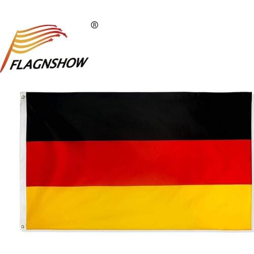 Flagnshow Double Side Germany Flag 3x5FT 90X150CM Banner Polyester Flies Country Flag German National Flags for Events Cheering