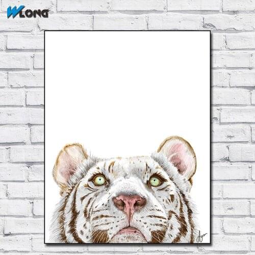 Large Size Printing Oil Painting White tiger Wall Art Canvas Prints Pictures For Living Room And Bedroom No Frames