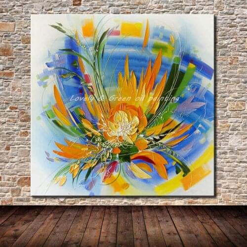 Modern Artist Hand Painted Abstract Flowers Oil Painting On Canvas Art Posters Wall Art Pictures For Living Room Home Decoration