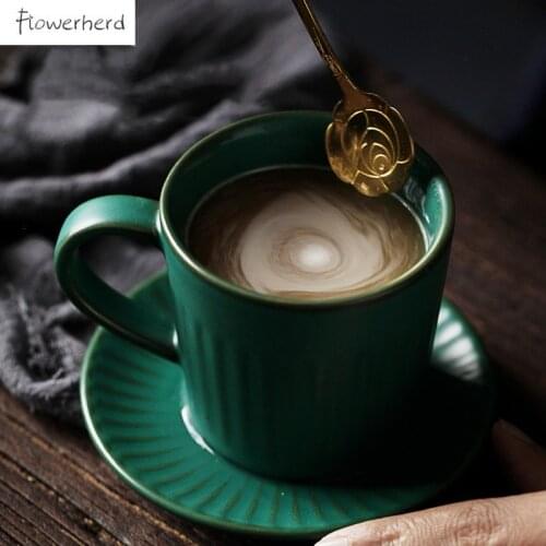 Japanese Style Ceramic Coffee Mug with Saucer Tea Mug Retro Antique Pottery Tea Flower Milk Mugs Coffee Cups Coffee Cup