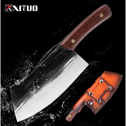XITUO High Carbon Steel Forged Kitchen knife Handmade Forged Chef Knife Chinese Home Cleaver Meat Slicing Knife Drop shipping
