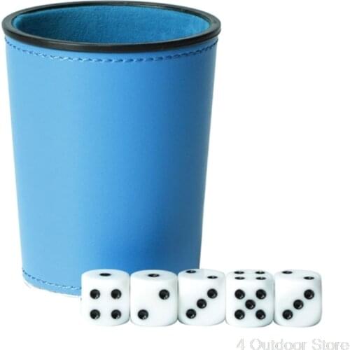 Leather PU Dice Cup Party Board Game Bar KTV Entertainment Dice Box with Dices S25 20 Dropshipping