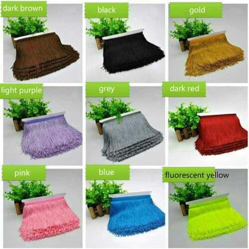 20CM Wide Lace Fringe Trim Polyester Tassel Fringe Trimming For Diy Latin Dress Stage Clothes Accessories Lace Ribbon 1Yards