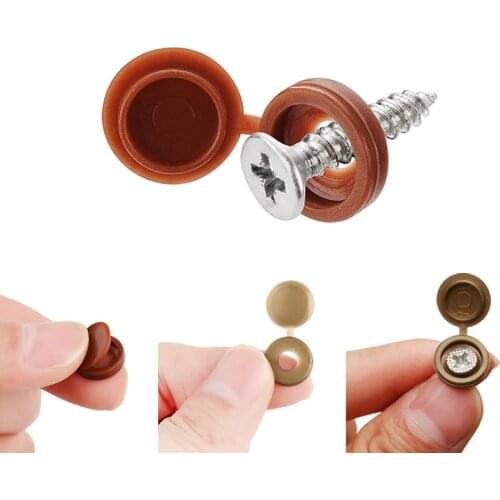 100 Pcs Hinged Screw Cover Multiple Colors Plastic Hinged Screw Cover Caps Button Nuts Bolts Protect for Furniture Exterior Deco