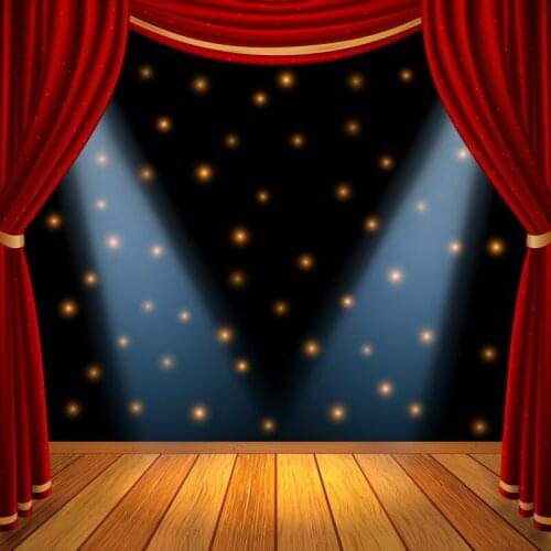 Laeacco Stage Curtain Bulb Wooden Floor Boards Scene Photography Backgrounds Customized Photographic Backdrops For Photo Studio