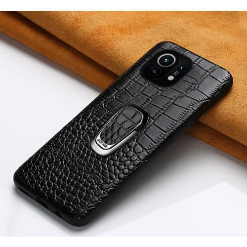 LANGSIDI leather Bracket case For Xiaomi mi 11 genuine leather shockproof Kickstand covers for MI 11 10T pro 9 se 8 coque