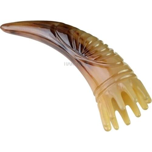Natural Horn Massage Brush Anti-Static Horn Massage Comb Head Acupoint Massage Tool Acupuncture Pressure Therapy Health Care
