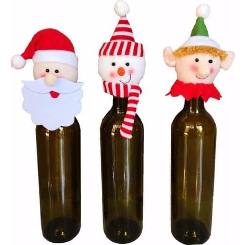 Cute Christmas Santa Snowman Elf Wine Bottle Cover Table Party Decor Ornaments