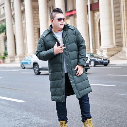 2018 Mens Winter Jacket Fashion Hooded Warm Cotton Casual Jacket Mens Long Over Knee Oversized Jacket for 170kg Mens Wear