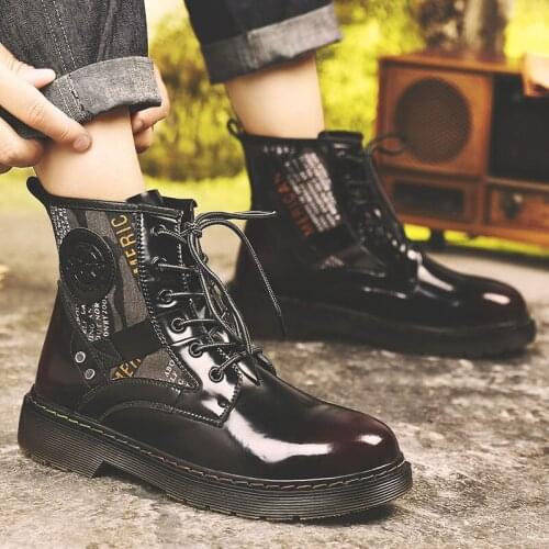 Mens Boots Patent Leather Smooth Casual Chelsea Boots For Men Quality Male Footwear Man Dress Shoes Mens Ankle Motorcycle Boots