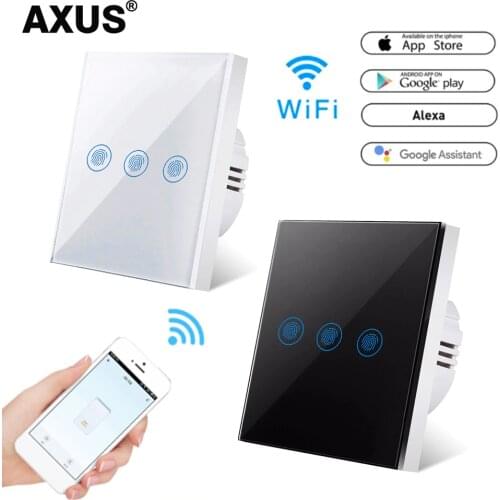 AXUS Wall Touch Switch EU Standard 3 Gang 1 Way Ewelink Smart Support Alexa Google Home Assistant IFTTT For Android AC110-220V