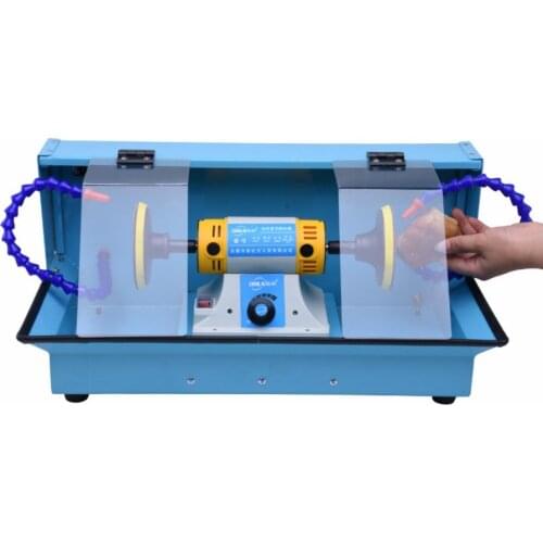 Desktop dust box waterproof cover table grinder jade carving polishing machine amber polisher Waterproof toolswith LED lights