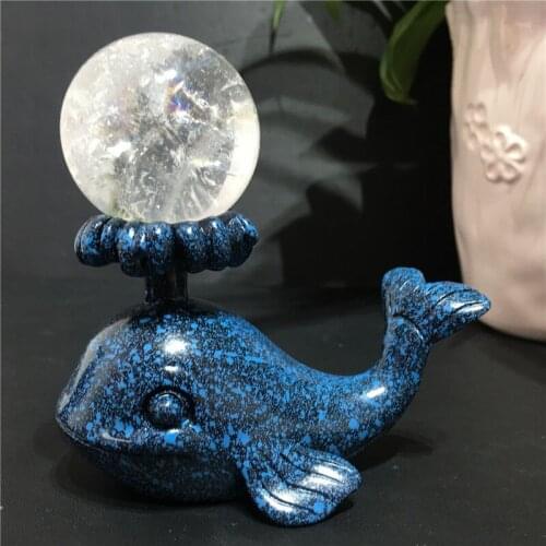 Natural crystal ball decoration stones dolphins base home decor Christmas gift