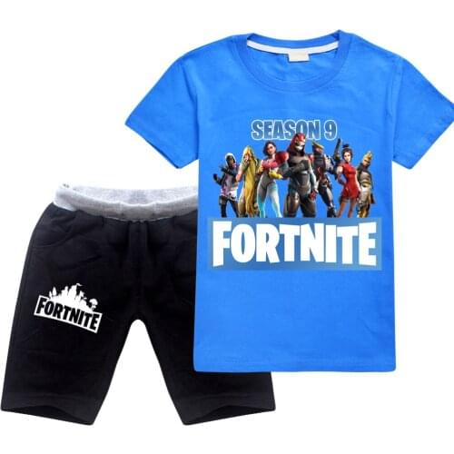 New Game Fortnites Boys T-shirt Girls T Shirt+shorts 2pcs sets Summer cotton Kids Tops Cartoon Tees Children clothing Suit