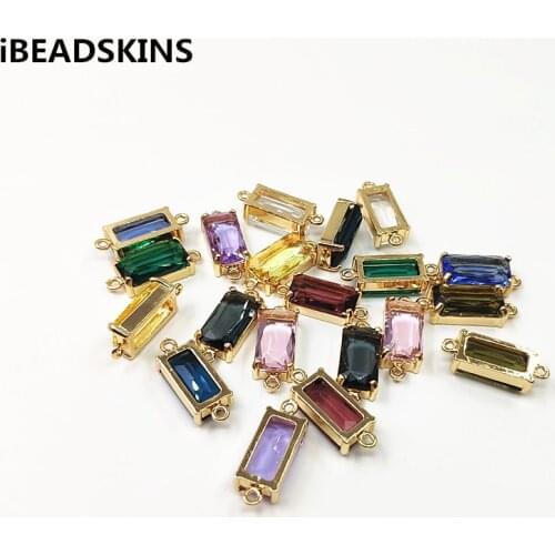 New arrival! 22x9mm 50pcs Copper with Glass rectangle-shape charm for earrings accessories,Earring parts,jewelry making DIY