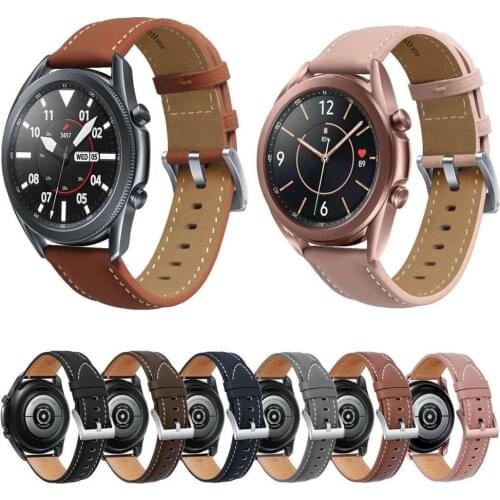 New 22mm 20mm Leather Bands For Samsung Galaxy Watch 3 46mm 42mm Active 2 40mm 44mm Gear S3 Frontier Strap For Huawei Watch GT 2