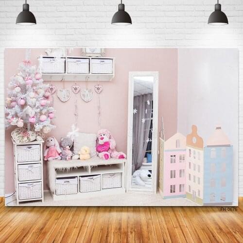 Christmas Tree Gift Bear Doll Photographic Backgrounds Sweet Photography Backdrops For Photo Studio Baby Party Newborn Photocall