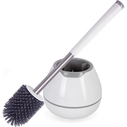 BOOMJOY TPR Toilet Brush with a Thoughtful Designed Tweezer and Holder Set Silicone Bristles for Bathroom Commode Cleaning