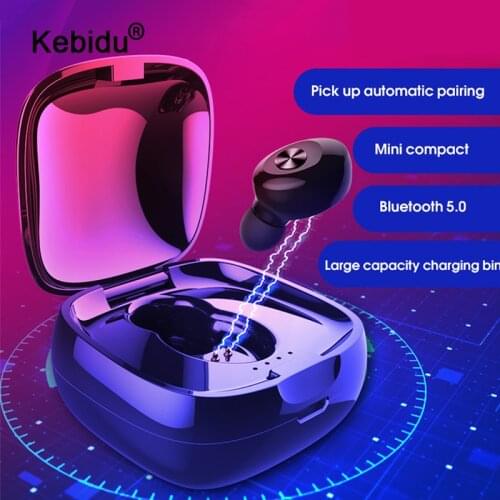Kebidu True Bluetooth 5.0 Earphone TWS Wireless Headphons Sport Handsfree Earbuds 3D Stereo Gaming Headset With Mic Charging Box