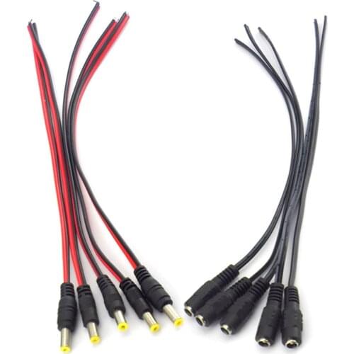 12V DC Extension Connectors Male Female jack Cable Adapter Plug Power Supply 5.5x2.1mm LED Strip Light CCTV Camera 26cm Length
