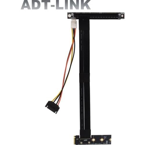 ADT 90 Degree Angled Video Card Flexible Cable PCIe3.0 16x To M.2 NVME NGFF SSD Riser Card Adapter PCI Express x16 With 4P Sata