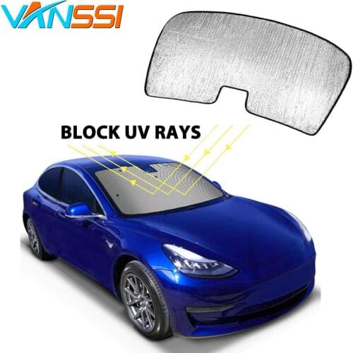 VANSSI Custom-fit Windshield Sun Shade for Tesla Model 3 Accessories Sun Shade Cooling Your Car