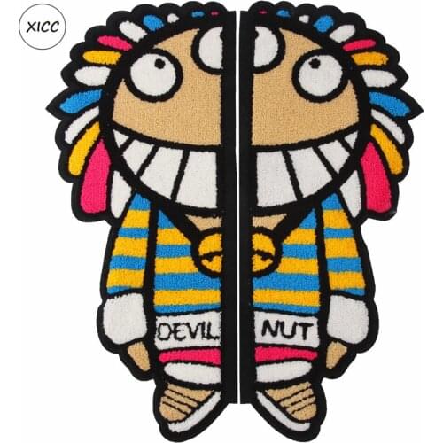 XICC 2020 43x37cm Big Size Cartoon Child Baby Towel Embroidery Smiling Clown Patches Letters Applique Sewing Sticker On Clothes