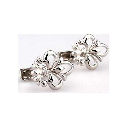 Siver Flower Cufflink Cuff Link 15 Pairs Wholesale Free Shipping
