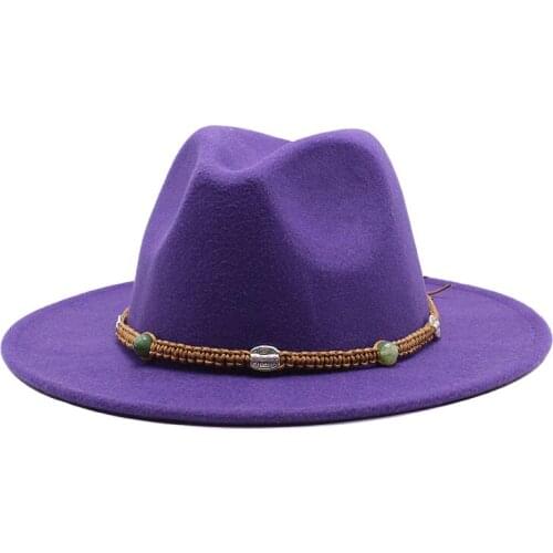 Seioum New Wide Brim White Fedora Hat For Women Wool Felt Hats For Men Fall Winter Panama Gamble Jazz Cap