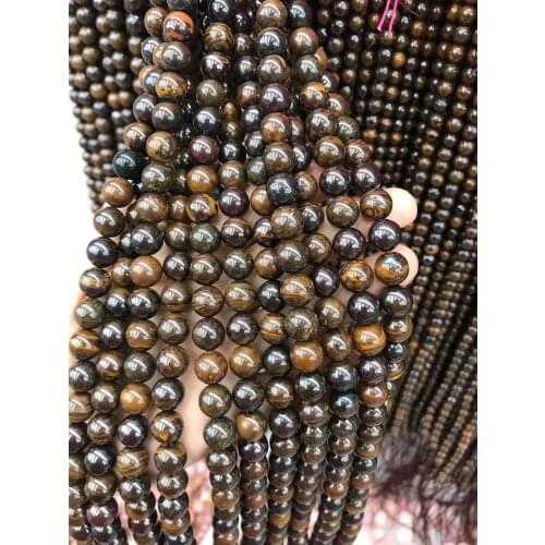 2 Strands natural6-10mm Australia Boulder Opal smooth round gem stone beads for jewelry making DIY bracelet