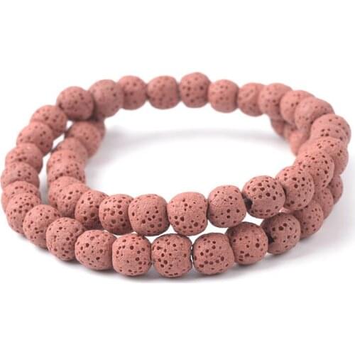 6-16mm Natural Round Red Lava Rock Stone Beads For Jewelry Making Beads Bracelets For Women 15'' Needlework DIY Beads Trinket