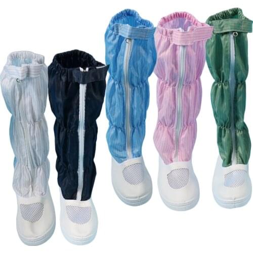 Anti-static Safety Shoes Long Boots Workshop Dust-free Cleanroom PVC Sole ESD Work Plain Shoes High Tube Protective Boots 35-45