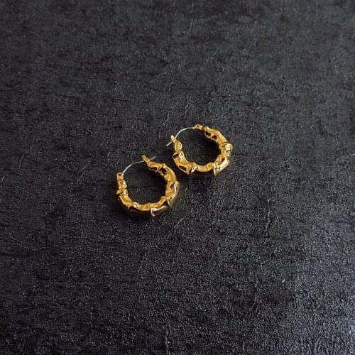 Banboo Drop Earrings Brass With 18k Gold Women Jewelry Party T Show Gown Runway Rare Korean Japan Trendy INS