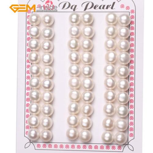 Gem-inside 30 Pairs AAA Grade Half Drilled Freshwater Cultured Pearls Beads For Earrings Stud Jewelry Making DIY Jewellery