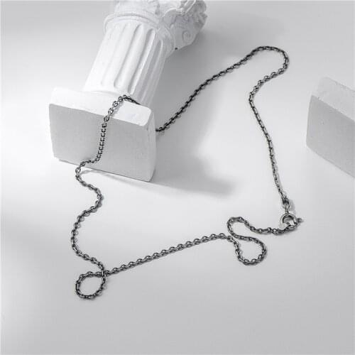 925 Sterling Silver Vintage Thai Silver O-Chain Body Necklace Simple Basic Bare Single Jewelry 40 45 50 55 60 CM