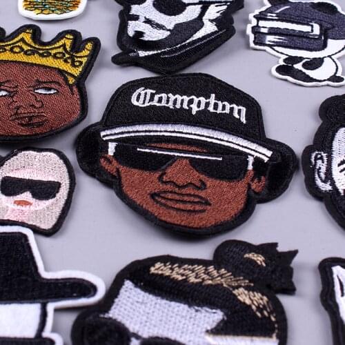 Black Man Lebron James Cool DJ patch Embroidered Iron Patches For Clothing Music Band Film Badges Stickers Appliques wholesale