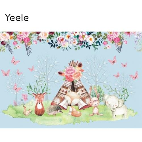 Yeele Baby Birthday Photocall Flower Wild Animals Safari Party Backdrop Photographic Photography Background For Photo Studio
